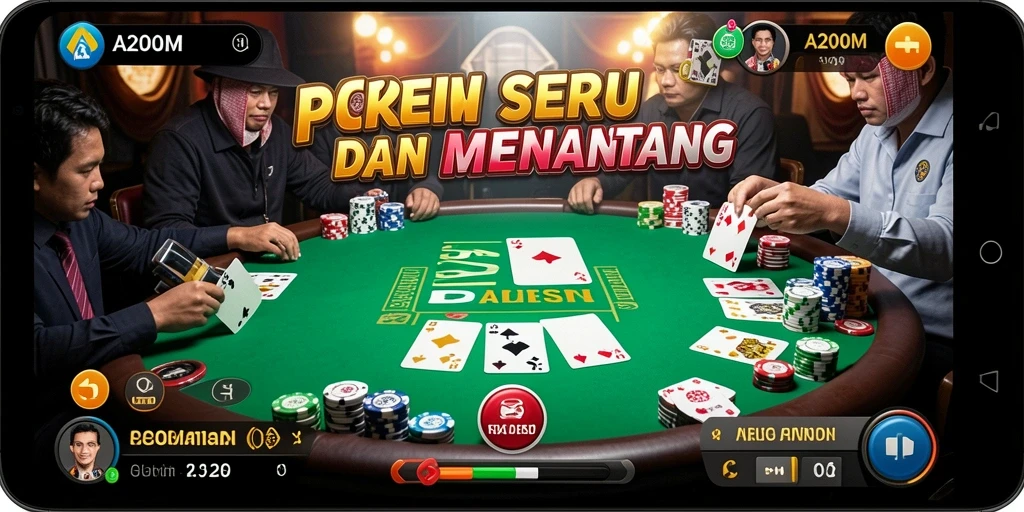Screenshot utama A200M menunjukkan pemain asyik bermain Poker.