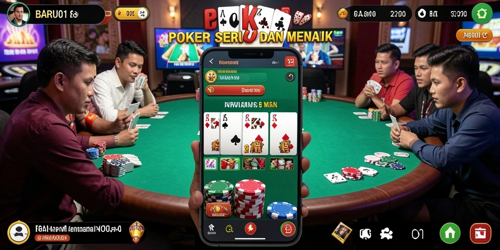 Tampilan gameplay Poker seru di BARU01 dengan pemain aktif.