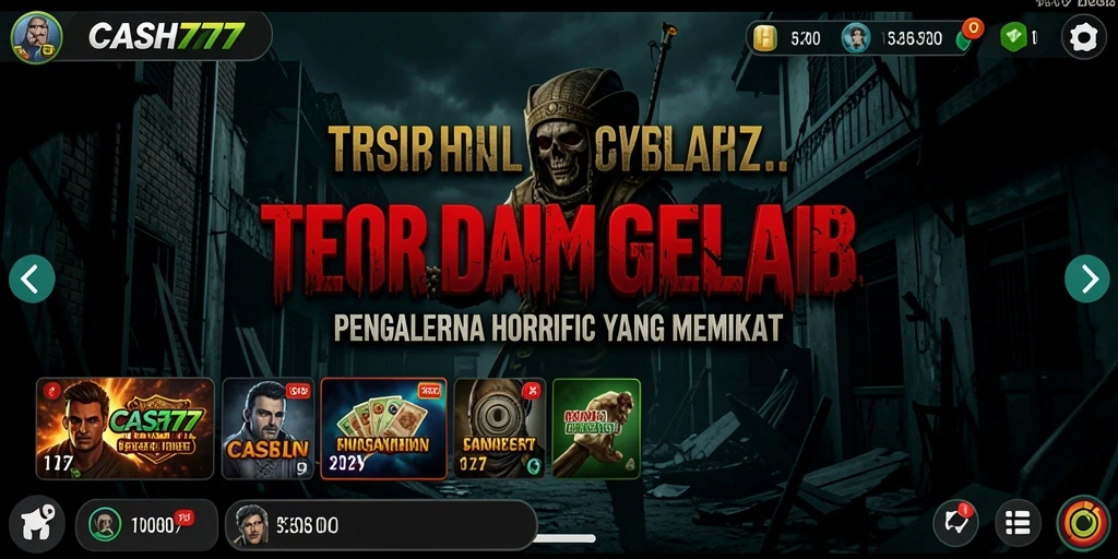 Tampilan gameplay menegangkan dengan suasana menyeramkan di <strong>CASH777</strong>.