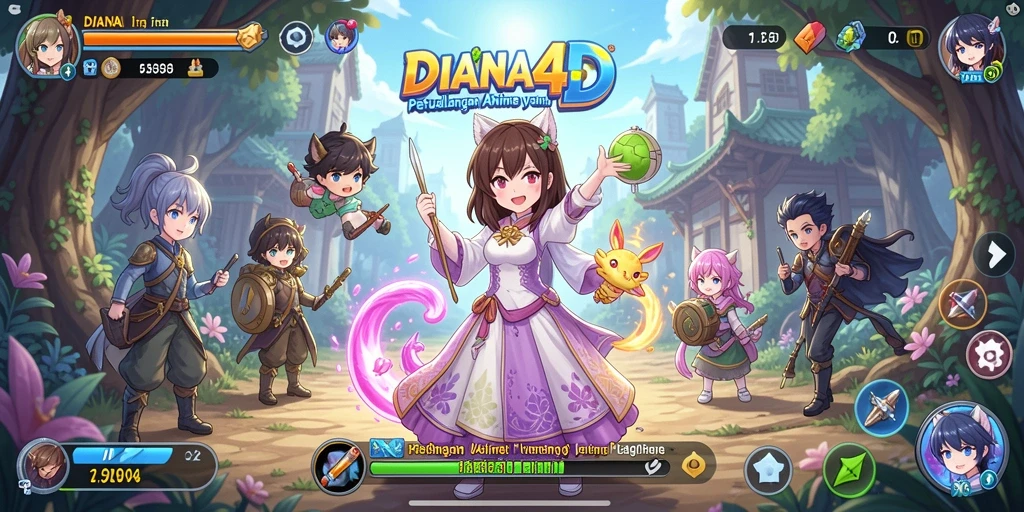 Tampilan memperlihatkan aksi seru dalam gameplay Anime DIANA4D.