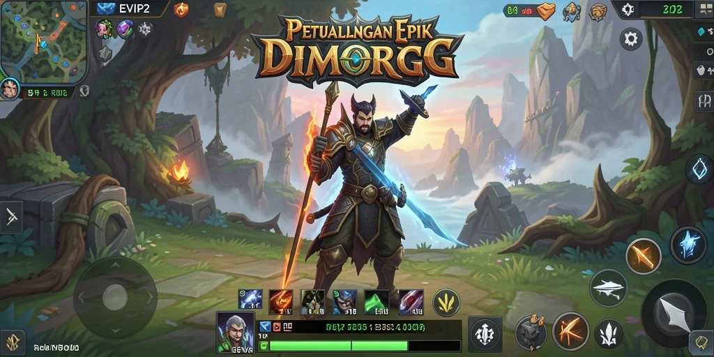 Tangkapan layar utama EVIP2 menunjukkan pertarungan epik di dunia MMORPG.