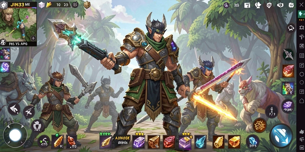 Screenshot gameplay <strong>JIN33</strong> menunjukkan pertarungan seru dan karakter yang menarik.