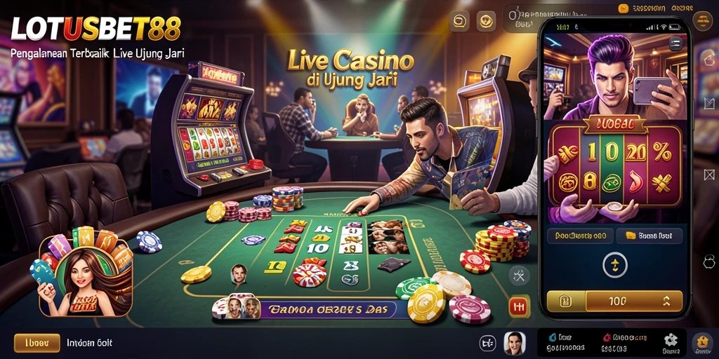 Screenshot LOTUSBET88 menampilkan dealer profesional dalam permainan Live Casino.
