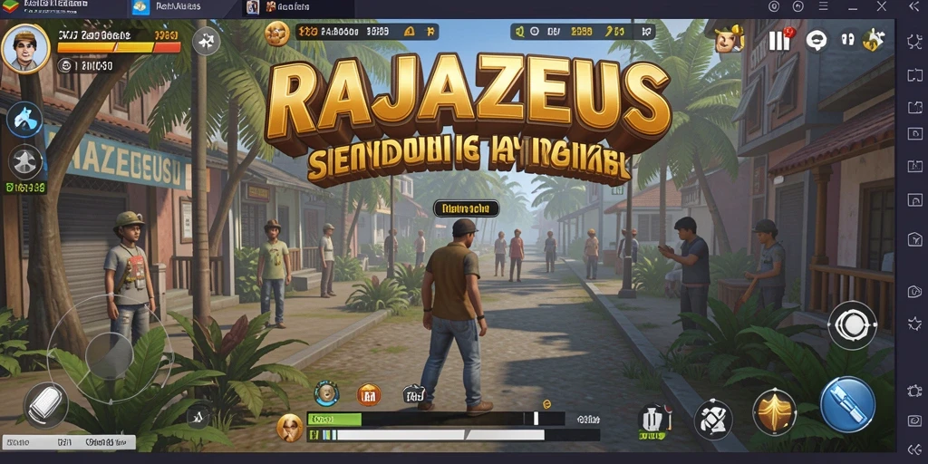 Tampilan gameplay menarik dari RAJAZEUS dengan elemen simulasi yang interaktif.